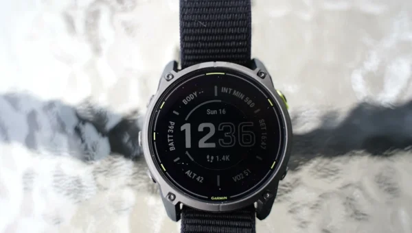 Garmin Enduro 3 watch face showing battery data