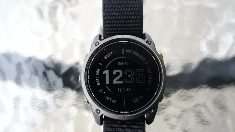 Garmin Enduro 3 watch face showing battery data