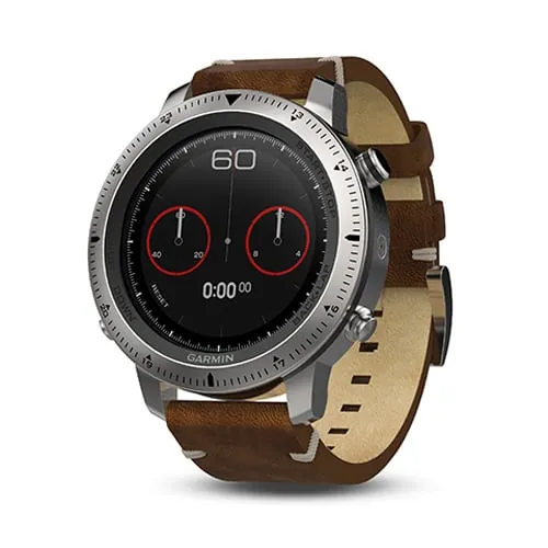 Garmin fēnix Chronos — steel and leather product view